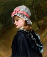 Portrait of a Girl in a Lace Bonnet and Blue Cape