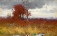 Autumn Scene with Golden Brush
