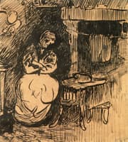 Woman near the Fireplace