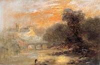 A River Landscape with a Figure and a Bridge