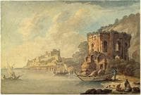 Coastal Scene with a Ruin and a Fortified Town