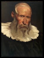 Elderly Man Wearing Large White Collar