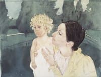 Mother and Child Before a Pool