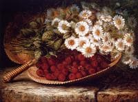Still Life with Daisies and Raspberries