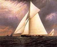 The Seawanhaka Corinthian Yacht Club Cutter 'Bedouin' off Execution Rocks Lighthouse