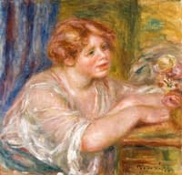 Buste de Jeune Fille Regardant des Fleurs