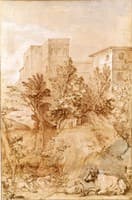 Landscape with a Large Villa on a Hilltop