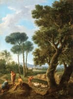 Goat Herders in an Italianate Landscape