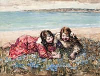 Gathering Flowers by the Seashore