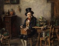 Old Man with Music Box and Bird Cage