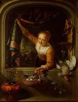 Girl with a Basket of Fruit at a Window