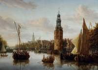 Harbour Scene, Amsterdam with the Montelbaans (Mint) Tower