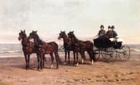 Mr. and Mrs. Leland Stanford Driving on the Beach at San Francisco