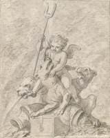 Young Pluto Riding Cerberus