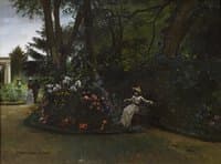 Elegant Figures in a Flower Garden
