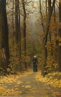 Woman Walking on a Forest Trail