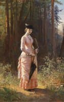 Lady with an Umbrella and Sketchbook