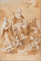 St Nicholas, Bishop of Mira, on a Cloud between Two Saints