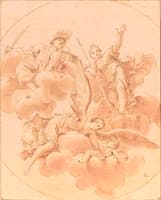 Mars and Diana Watching a Winged Woman Beating Cupid