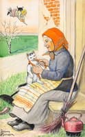 Easter witch with cat
