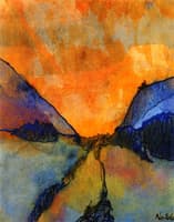 Mountain Landscape, Valley with Sunset