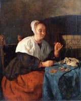A Woman Weighing Coins