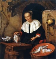 A Woman Holding up a Plaice
