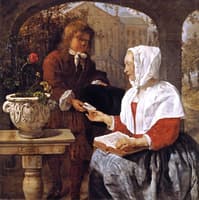 A Woman Receiving a Letter from a Messenger