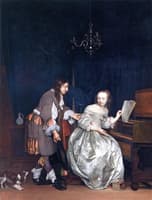 A Woman at the Virginal and a Man Offering Her a Drink
