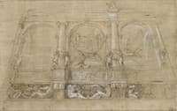 Project of an Archetirural Decoration with Ignudi Supporting a Cornice