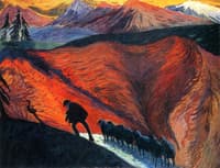 Man with Flock of Sheep