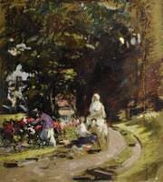 Study of a Garden Scene with a Pram