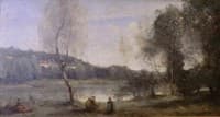 Ville d'Avray:  Pond and Birch Tree with Houses Beyond