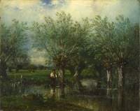 Willows with a Man Fishing