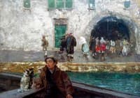 A Boy in a Boat on a Canal