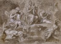 Madonna with Child in Glory, with Sts Peter and Paul, and Angels