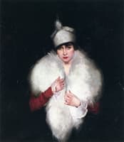 Woman in White Fur Wrap