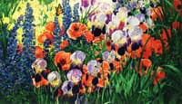 Flower Garden, Irises and Poppies