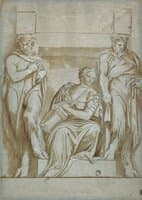 Fortitude Flanked by Two Satyrs