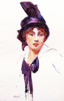Fashionable Woman with Feathered Hat