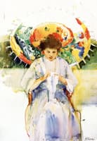 Sewing under a Japanese Umbrella