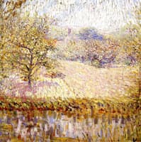 Pond with Flowering Trees