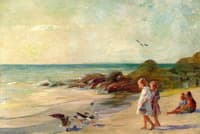 Children Playing on a Sandy Shore