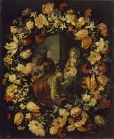 'Adoration of the Magi' Framed by a Garland of Flowers