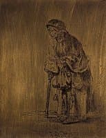 Beggar Woman leaning on a Stick