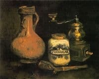 Still Life with Beer,  Coffee Grinder and Whistle Case