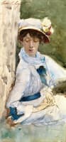 Woman Leaning against a Tree