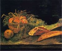 Still Life with Apple Basket, Meat and Bread Rolls