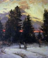 Sunset Over a Winter Landscape