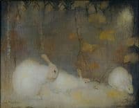 White rabbits in autumn